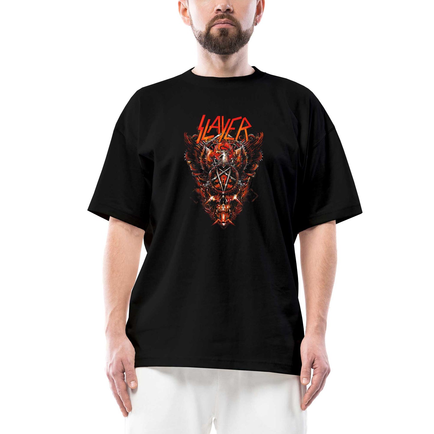 Slayer Eagle Bones Oversize Siyah Tişört