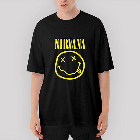 Nirvana Logo Oversize Siyah Tişört