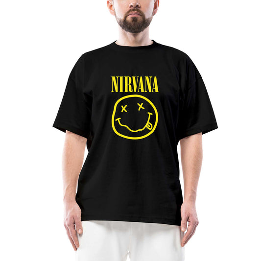 Nirvana Logo Oversize Siyah Tişört