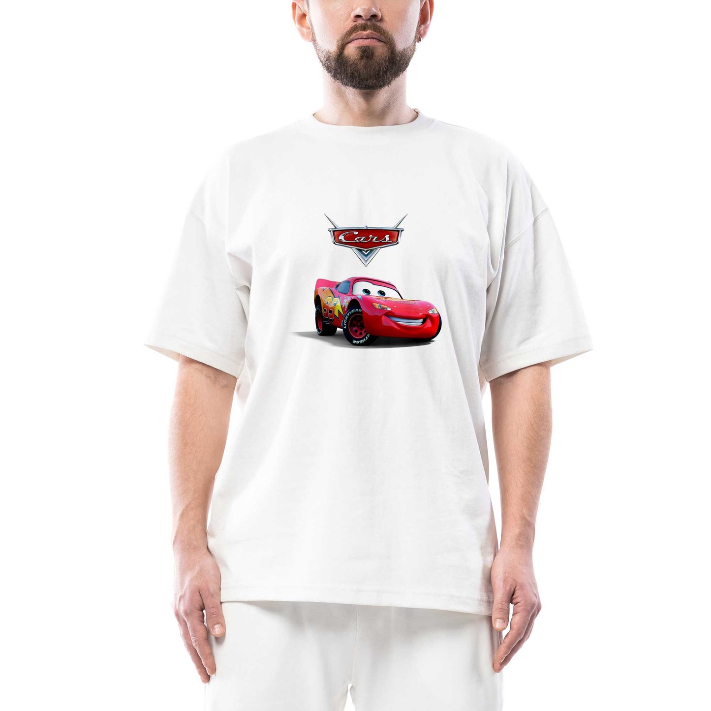 Şimşek McQueen Oversize Beyaz Tişört