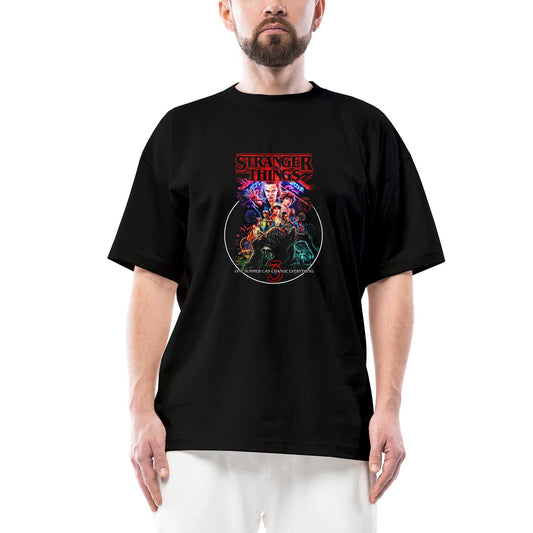 Stranger Things Season 3 Oversize Siyah Tişört