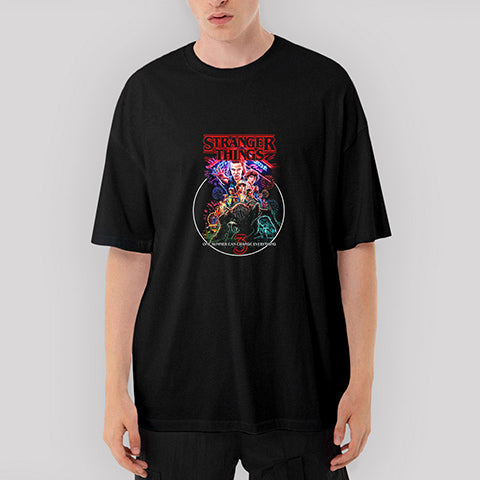 Stranger Things Season 3 Oversize Siyah Tişört