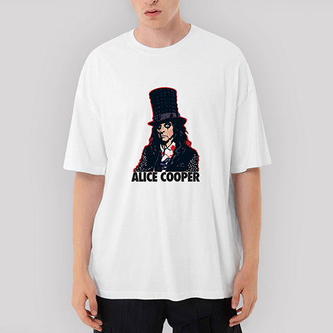 Alice Cooper Cartoon Oversize Beyaz Tişört