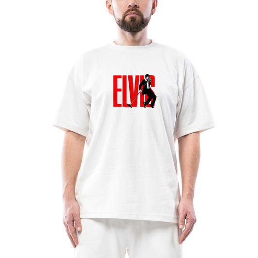 Elvis Logo Oversize Beyaz Tişört