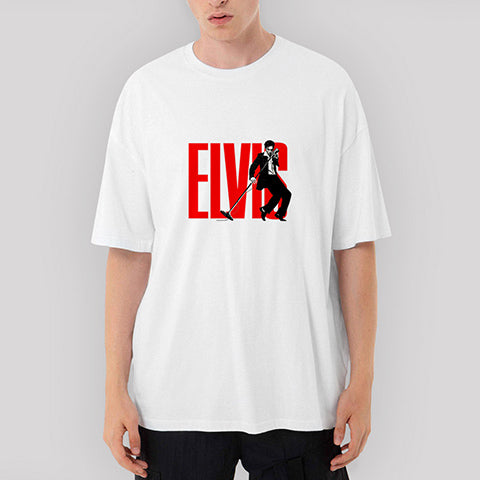 Elvis Logo Oversize Beyaz Tişört