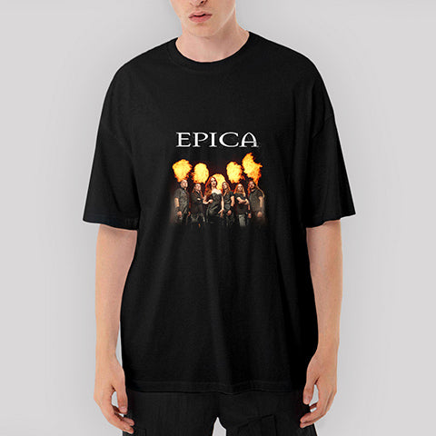 Epica Fire Group Oversize Siyah Tişört