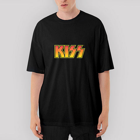 Kiss Colored Oversize Siyah Tişört