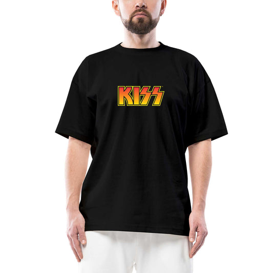 Kiss Colored Oversize Siyah Tişört