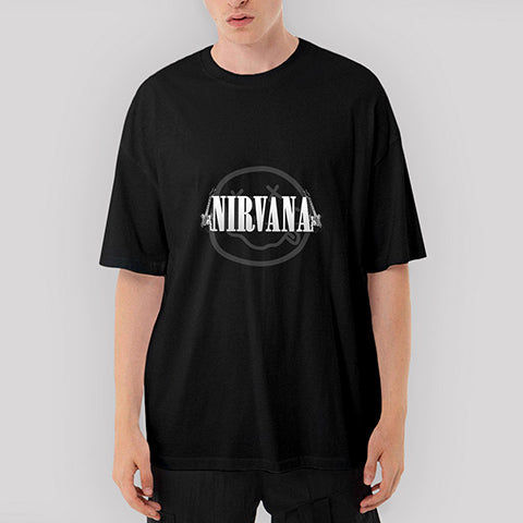 Nirvana Guitar Oversize Siyah Tişört