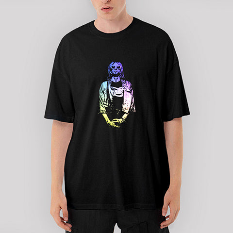 Nirvana Kurt Cobain Colored Oversize Siyah Tişört