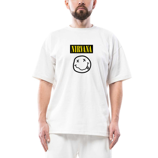 Nirvana Smile Oversize Beyaz Tişört