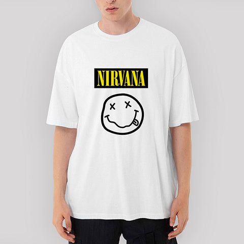 Nirvana Smile Oversize Beyaz Tişört