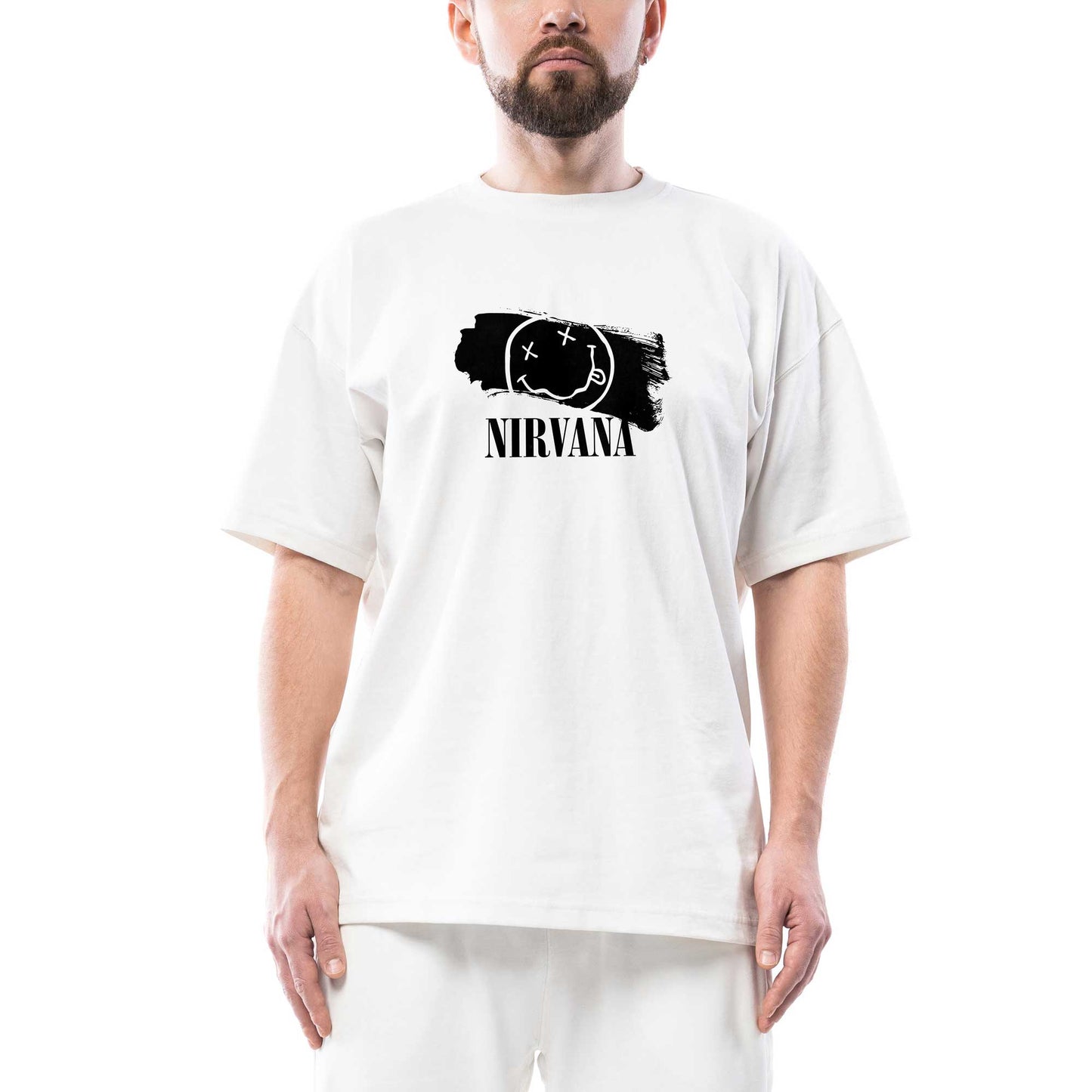 Nirvana Splash Oversize Beyaz Tişört