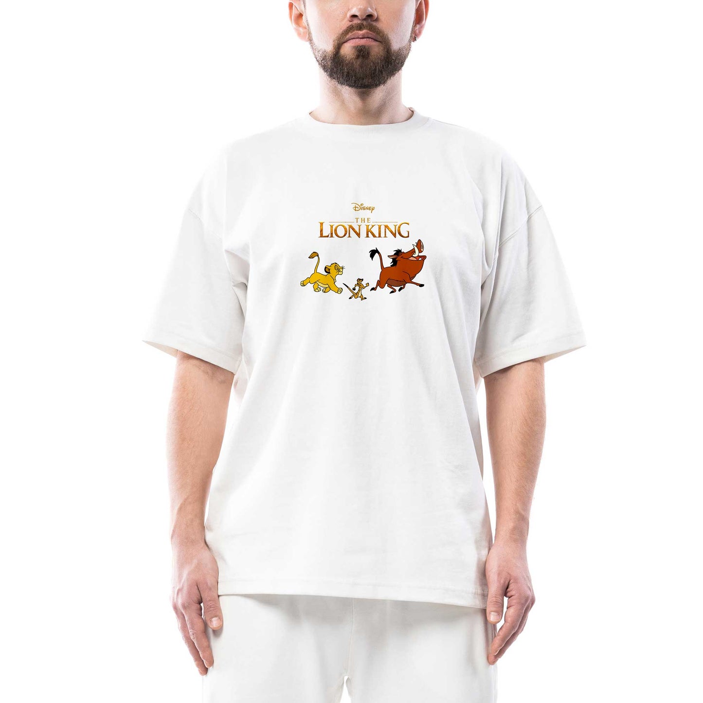 Aslan Kral Simba ve Arkadaşları Oversize Beyaz Tişört