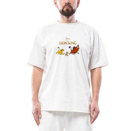 Aslan Kral Simba ve Arkadaşları Oversize Beyaz Tişört