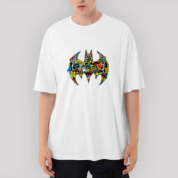 Batgirl Logo Oversize Beyaz Tişört