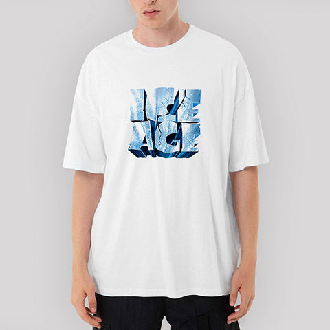 Buz Devri Logo Oversize Beyaz Tişört