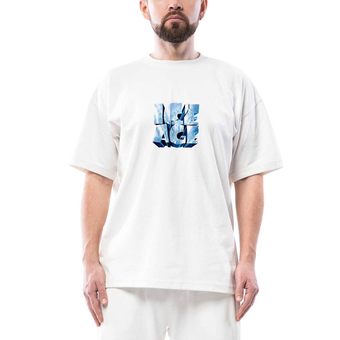 Buz Devri Logo Oversize Beyaz Tişört