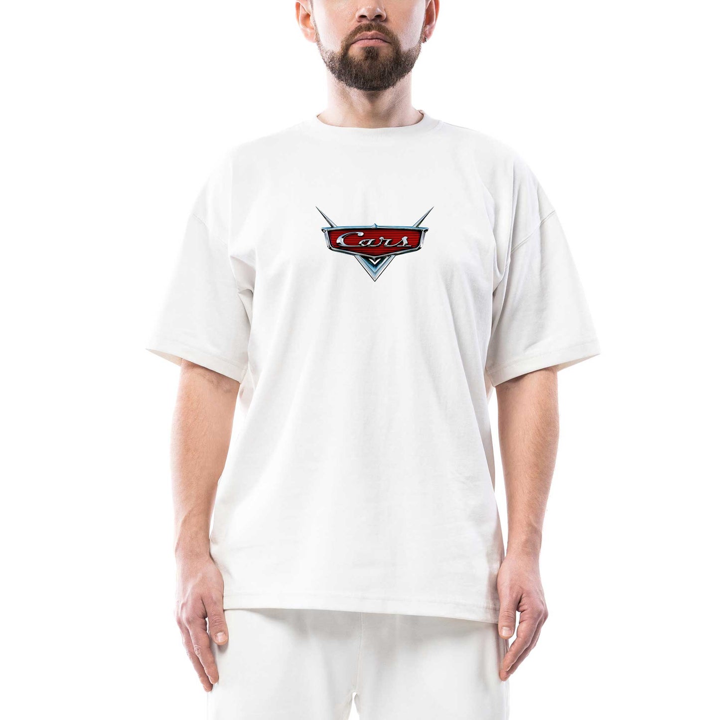 Cars Logo Oversize Beyaz Tişört