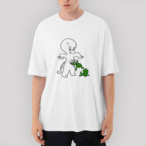 Casper And Frog Oversize Beyaz Tişört