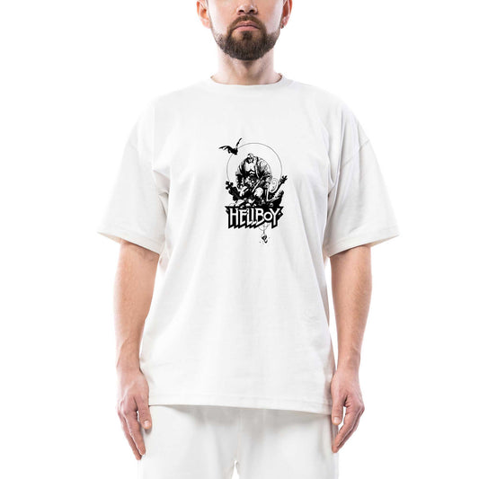 HellBoy Hunter Oversize Beyaz Tişört