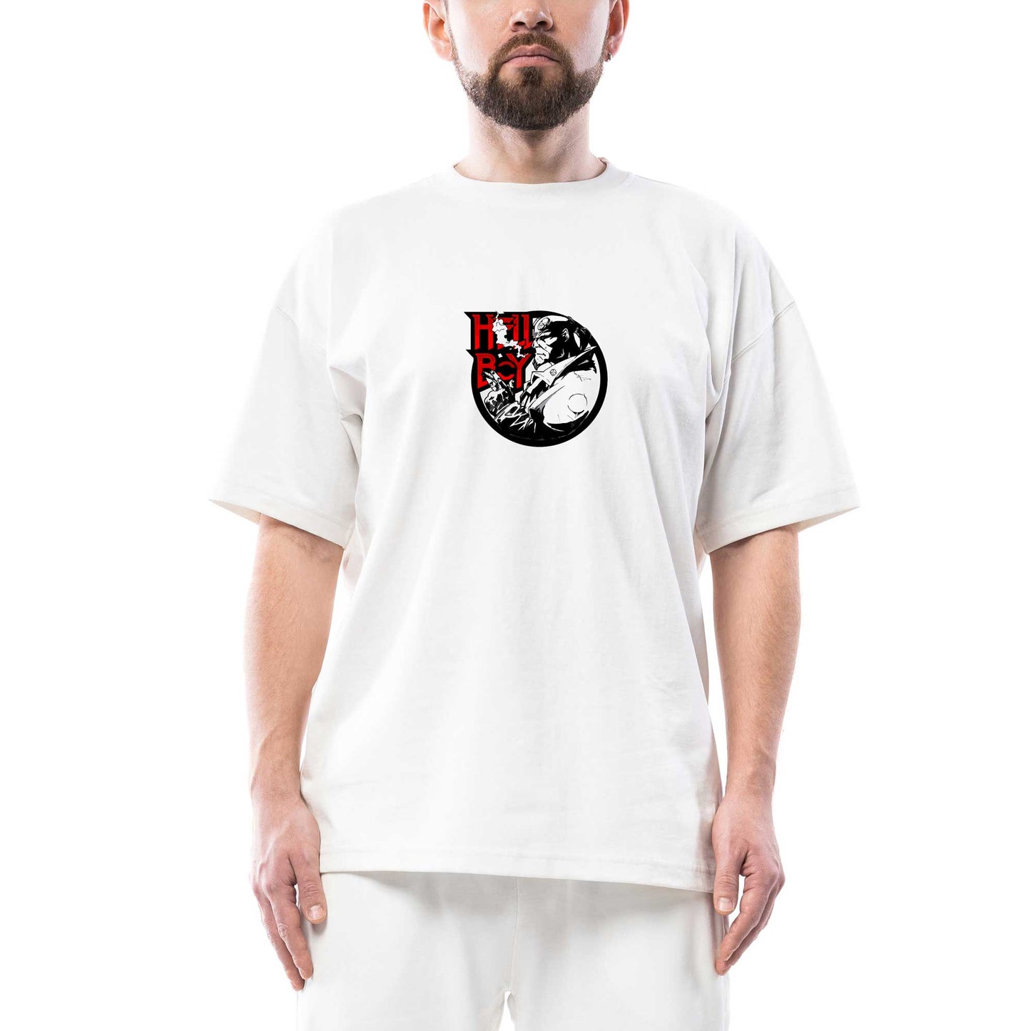 HellBoy Smoke Oversize Beyaz Tişört