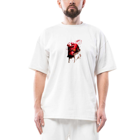 HellBoy Splash Oversize Beyaz Tişört