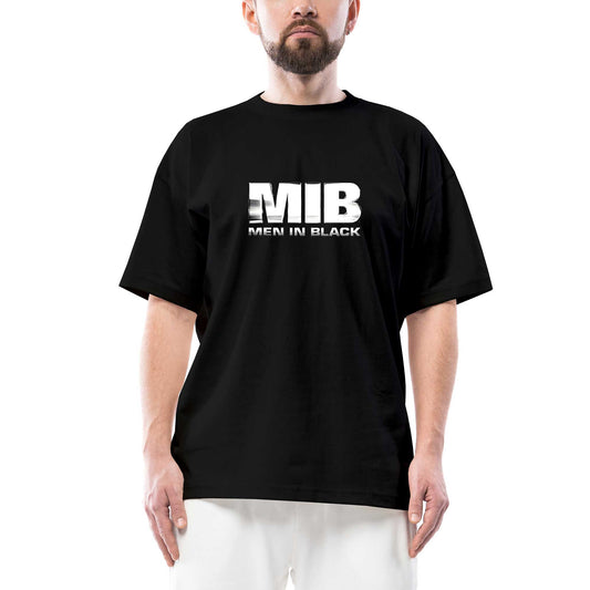 Men in Black Logo 2 Oversize Siyah Tişört