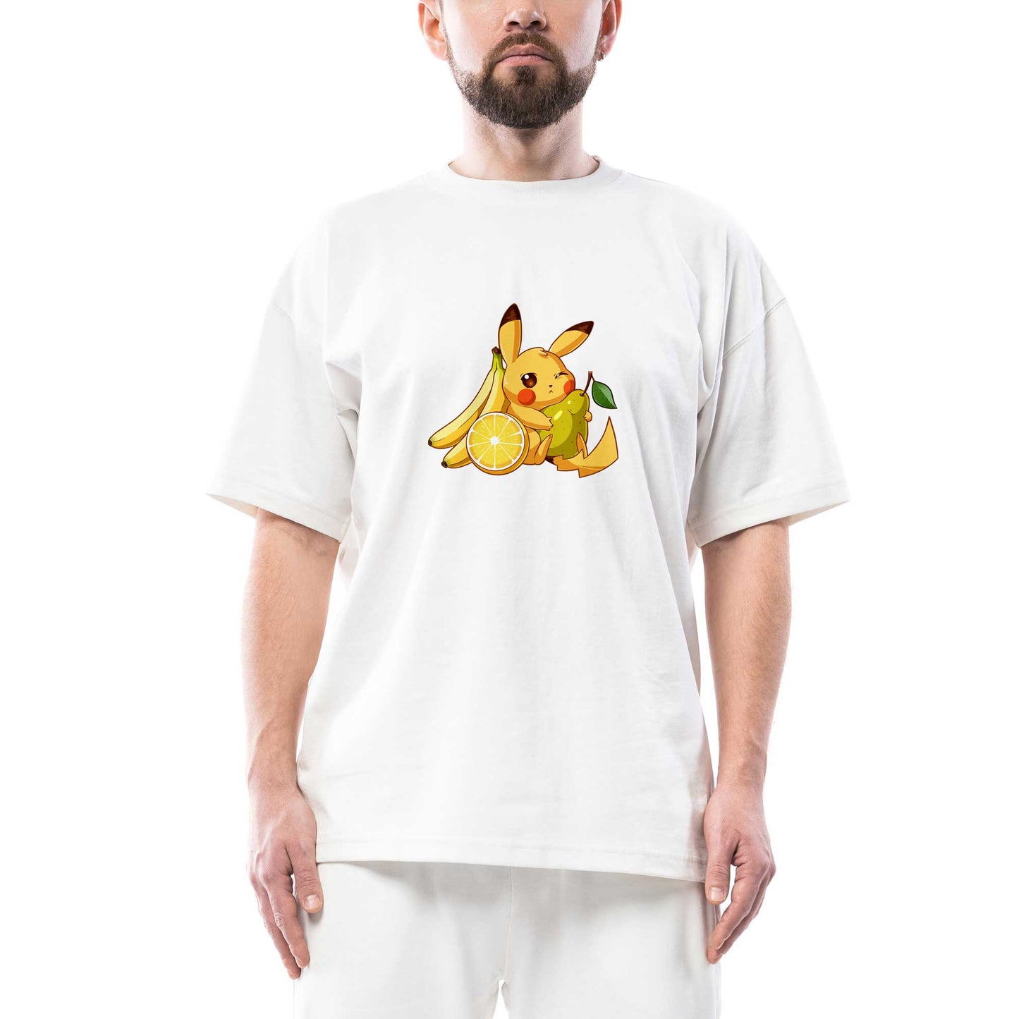 Pikachu Fruit Oversize Beyaz Tişört