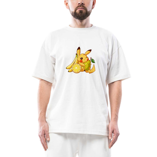 Pikachu Fruit Oversize Beyaz Tişört