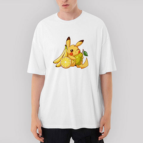 Pikachu Fruit Oversize Beyaz Tişört