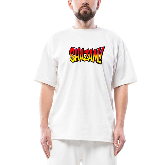 Shazam Logo 2 Oversize Beyaz Tişört
