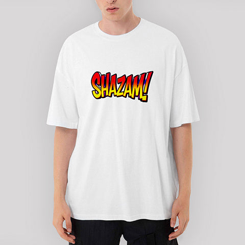 Shazam Logo 2 Oversize Beyaz Tişört