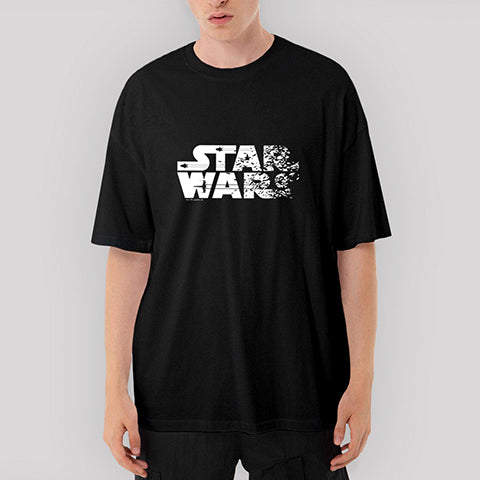 Star Wars Logo 2 Oversize Siyah Tişört