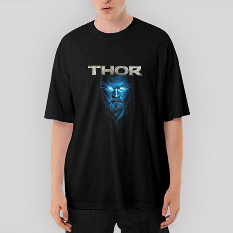 Thor Blue And Gray Oversize Siyah Tişört