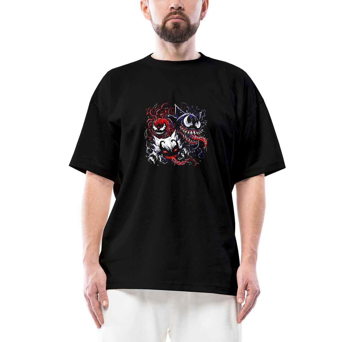 Venom Faces Oversize Siyah Tişört