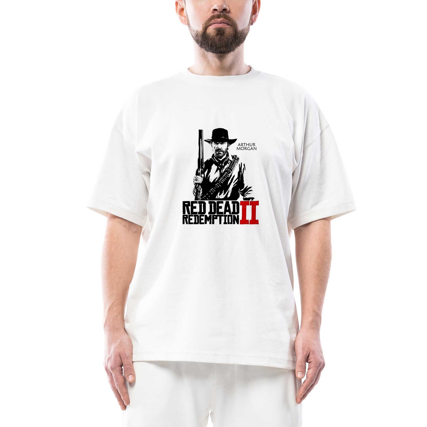 Red Dead Redemption 2 Oversize Beyaz Tişört