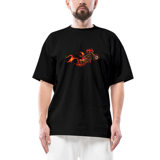 Fire Motorcyle Oversize Siyah Tişört