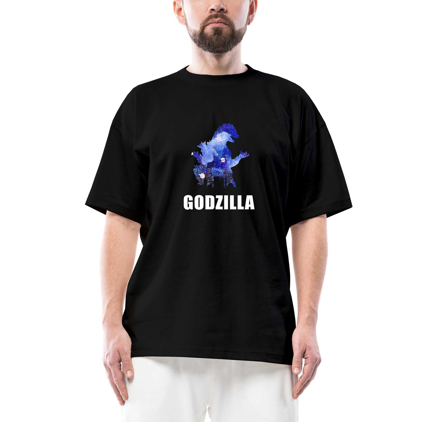 Godzilla in City Oversize Siyah Tişört