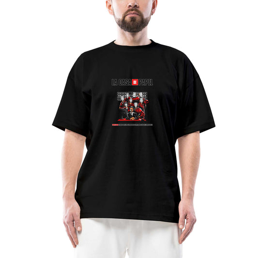 La Casa de Papel Team Oversize Siyah Tişört