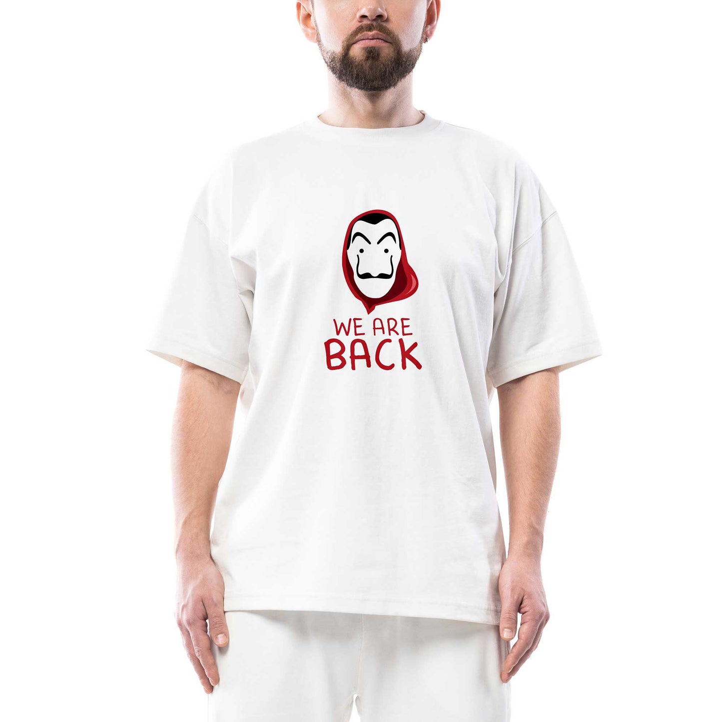 La Casa de Papel We are Back Oversize Beyaz Tişört