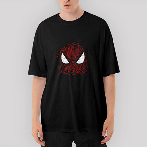 Spiderman Nets Oversize Siyah Tişört