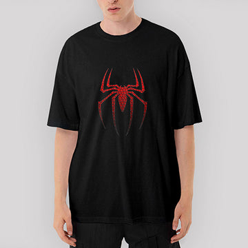 Spiderman Suit Oversize Siyah Tişört