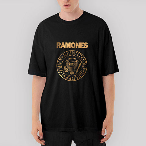 Ramones Gold Edition Oversize Siyah Tişört