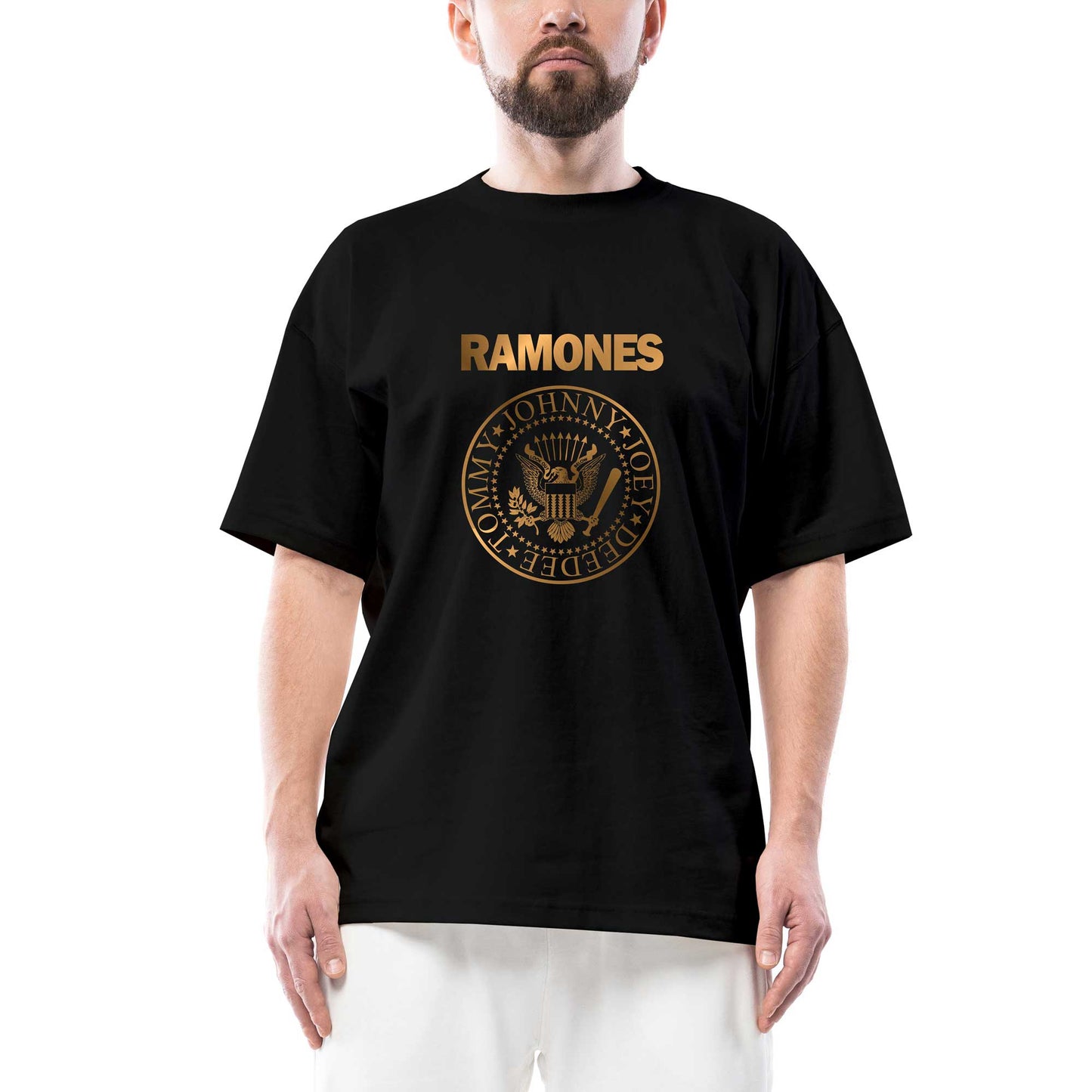 Ramones Gold Edition Oversize Siyah Tişört