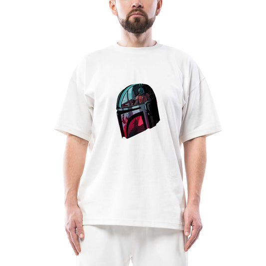 The Mandalorian Helmet Oversize Beyaz Tişört
