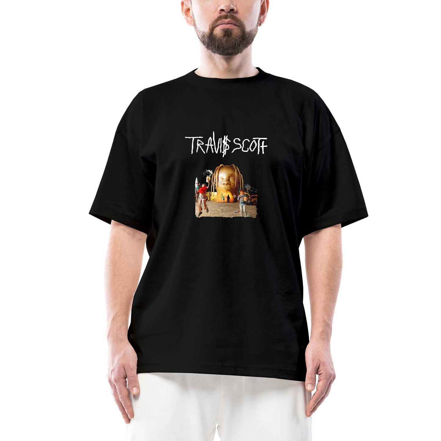 Travis Scott Oversize Siyah Tişört