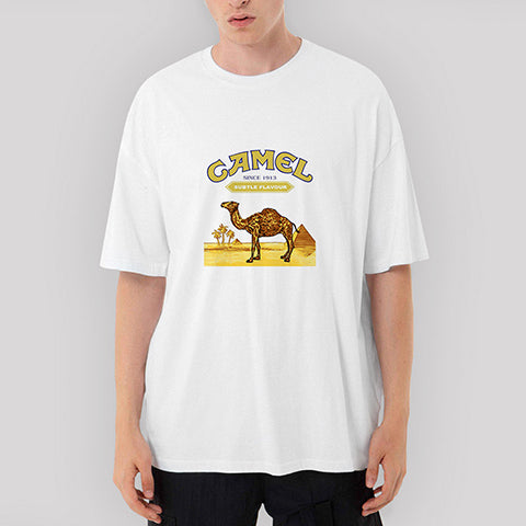 Camel Oversize Beyaz Tişört