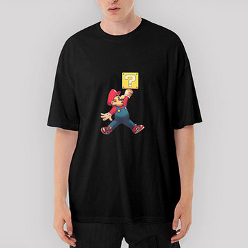 Air Mario Oversize Siyah Tişört