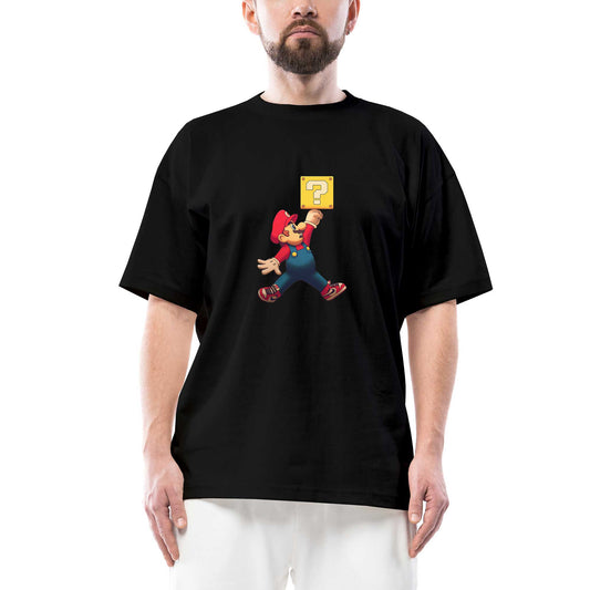 Air Mario Oversize Siyah Tişört